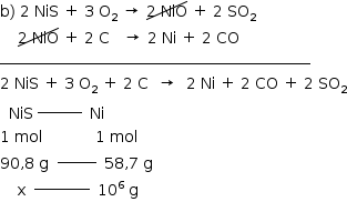 «math style=¨font-family:Tahoma¨ xmlns=¨http://www.w3.org/1998/Math/MathML¨»«mstyle mathsize=¨14px¨»«mi mathvariant=¨normal¨»b«/mi»«mo»)«/mo»«mo»§#x000A0;«/mo»«mn»2«/mn»«mo»§#x000A0;«/mo»«mi»NiS«/mi»«mo»§#x000A0;«/mo»«mo»+«/mo»«mo»§#x000A0;«/mo»«mn»3«/mn»«mo»§#x000A0;«/mo»«msub»«mi mathvariant=¨normal¨»O«/mi»«mn»2«/mn»«/msub»«mo»§#x000A0;«/mo»«mo»§#x02192;«/mo»«mo»§#x000A0;«/mo»«menclose notation=¨updiagonalstrike¨»«mn»2«/mn»«mo»§#x000A0;«/mo»«mi»NiO«/mi»«/menclose»«mo»§#x000A0;«/mo»«mo»+«/mo»«mo»§#x000A0;«/mo»«mn»2«/mn»«mo»§#x000A0;«/mo»«msub»«mi»SO«/mi»«mn»2«/mn»«/msub»«mspace linebreak=¨newline¨/»«mo»§#x000A0;«/mo»«mo»§#x000A0;«/mo»«mo»§#x000A0;«/mo»«mo»§#x000A0;«/mo»«menclose notation=¨updiagonalstrike¨»«mn»2«/mn»«mo»§#x000A0;«/mo»«mi»NiO«/mi»«/menclose»«mo»§#x000A0;«/mo»«mo»+«/mo»«mo»§#x000A0;«/mo»«mn»2«/mn»«mo»§#x000A0;«/mo»«mi mathvariant=¨normal¨»C«/mi»«mo»§#x000A0;«/mo»«mo»§#x000A0;«/mo»«mo»§#x000A0;«/mo»«mo»§#x02192;«/mo»«mo»§#x000A0;«/mo»«mn»2«/mn»«mo»§#x000A0;«/mo»«mi»Ni«/mi»«mo»§#x000A0;«/mo»«mo»+«/mo»«mo»§#x000A0;«/mo»«mn»2«/mn»«mo»§#x000A0;«/mo»«mi»CO«/mi»«msup»«mspace linebreak=¨newline¨/»«mi»________________________________________________________«/mi»«/msup»«mspace linebreak=¨newline¨/»«mn»2«/mn»«mo»§#x000A0;«/mo»«mi»NiS«/mi»«mo»§#x000A0;«/mo»«mo»+«/mo»«mo»§#x000A0;«/mo»«mn»3«/mn»«mo»§#x000A0;«/mo»«msub»«mi mathvariant=¨normal¨»O«/mi»«mn»2«/mn»«/msub»«mo»§#x000A0;«/mo»«mo»+«/mo»«mo»§#x000A0;«/mo»«mn»2«/mn»«mo»§#x000A0;«/mo»«mi mathvariant=¨normal¨»C«/mi»«mo»§#x000A0;«/mo»«mo»§#x000A0;«/mo»«mo»§#x02192;«/mo»«mo»§#x000A0;«/mo»«mo»§#x000A0;«/mo»«mn»2«/mn»«mo»§#x000A0;«/mo»«mi»Ni«/mi»«mo»§#x000A0;«/mo»«mo»+«/mo»«mo»§#x000A0;«/mo»«mn»2«/mn»«mo»§#x000A0;«/mo»«mi»CO«/mi»«mo»§#x000A0;«/mo»«mo»+«/mo»«mo»§#x000A0;«/mo»«mn»2«/mn»«mo»§#x000A0;«/mo»«msub»«mi»SO«/mi»«mn»2«/mn»«/msub»«mspace linebreak=¨newline¨/»«mo»§#x000A0;«/mo»«mo»§#x000A0;«/mo»«mi»NiS«/mi»«msup»«mo»§#x000A0;«/mo»«mrow»«mi»________«/mi»«mo»§#x000A0;«/mo»«/mrow»«/msup»«mo»§#x000A0;«/mo»«mi»Ni«/mi»«mspace linebreak=¨newline¨/»«mn»1«/mn»«mo»§#x000A0;«/mo»«mi»mol«/mi»«mo»§#x000A0;«/mo»«mo»§#x000A0;«/mo»«mo»§#x000A0;«/mo»«mo»§#x000A0;«/mo»«mo»§#x000A0;«/mo»«mo»§#x000A0;«/mo»«mo»§#x000A0;«/mo»«mo»§#x000A0;«/mo»«mo»§#x000A0;«/mo»«mo»§#x000A0;«/mo»«mo»§#x000A0;«/mo»«mo»§#x000A0;«/mo»«mn»1«/mn»«mo»§#x000A0;«/mo»«mi»mol«/mi»«mspace linebreak=¨newline¨/»«mn»90«/mn»«mo»,«/mo»«mn»8«/mn»«mo»§#x000A0;«/mo»«mi mathvariant=¨normal¨»g«/mi»«mo»§#x000A0;«/mo»«msup»«mo»§#x000A0;«/mo»«mrow»«mi»_______«/mi»«mo»§#x000A0;«/mo»«/mrow»«/msup»«mo»§#x000A0;«/mo»«mn»58«/mn»«mo»,«/mo»«mn»7«/mn»«mo»§#x000A0;«/mo»«mi mathvariant=¨normal¨»g«/mi»«mspace linebreak=¨newline¨/»«mo»§#x000A0;«/mo»«mo»§#x000A0;«/mo»«mo»§#x000A0;«/mo»«mo»§#x000A0;«/mo»«mi mathvariant=¨normal¨»x«/mi»«mo»§#x000A0;«/mo»«msup»«mo»§#x000A0;«/mo»«mrow»«mi»__________«/mi»«mo»§#x000A0;«/mo»«/mrow»«/msup»«mo»§#x000A0;«/mo»«msup»«mn»10«/mn»«mn»6«/mn»«/msup»«mo»§#x000A0;«/mo»«mi mathvariant=¨normal¨»g«/mi»«mspace linebreak=¨newline¨/»«/mstyle»«/math»