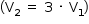 «math style=¨font-family:Tahoma¨ xmlns=¨http://www.w3.org/1998/Math/MathML¨»«mstyle mathsize=¨14px¨»«mrow»«mo»(«/mo»«msub»«mi mathvariant=¨normal¨»V«/mi»«mn»2«/mn»«/msub»«mo»§#xA0;«/mo»«mo»=«/mo»«mo»§#xA0;«/mo»«mn»3«/mn»«mo»§#xA0;«/mo»«mo»§#xB7;«/mo»«mo»§#xA0;«/mo»«msub»«mi mathvariant=¨normal¨»V«/mi»«mn»1«/mn»«/msub»«mo»)«/mo»«/mrow»«/mstyle»«/math»