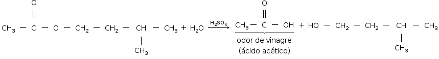 «math style=¨font-family:Tahoma¨ xmlns=¨http://www.w3.org/1998/Math/MathML¨»«mstyle mathsize=¨14px¨»«mtable columnspacing=¨default default default default default default default default default default default default default default default default¨ rowalign=¨baseline baseline baseline baseline baseline¨»«mtr»«mtd/»«mtd/»«mtd»«mi mathvariant=¨normal¨»O«/mi»«/mtd»«mtd/»«mtd/»«mtd/»«mtd/»«mtd/»«mtd/»«mtd/»«mtd/»«mtd/»«mtd/»«mtd/»«mtd/»«mtd/»«/mtr»«mtr»«mtd/»«mtd/»«mtd»«mo»|«/mo»«mo»|«/mo»«/mtd»«mtd/»«mtd/»«mtd/»«mtd/»«mtd/»«mtd/»«mtd/»«mtd/»«mtd/»«mtd/»«mtd/»«mtd/»«mtd/»«/mtr»«mtr»«mtd»«msub»«mi»CH«/mi»«mn»3«/mn»«/msub»«/mtd»«mtd»«mo»§#x2014;«/mo»«/mtd»«mtd»«mi mathvariant=¨normal¨»C«/mi»«/mtd»«mtd»«mo»§#x2014;«/mo»«/mtd»«mtd»«mi mathvariant=¨normal¨»O«/mi»«/mtd»«mtd»«mo»§#x2014;«/mo»«/mtd»«mtd»«msub»«mi»CH«/mi»«mn»2«/mn»«/msub»«/mtd»«mtd»«mo»§#x2014;«/mo»«/mtd»«mtd»«msub»«mi»CH«/mi»«mn»2«/mn»«/msub»«/mtd»«mtd»«mo»§#x2014;«/mo»«/mtd»«mtd»«mi»CH«/mi»«/mtd»«mtd»«mo»§#x2014;«/mo»«/mtd»«mtd»«msub»«mi»CH«/mi»«mn»3«/mn»«/msub»«/mtd»«mtd»«mo»+«/mo»«/mtd»«mtd»«msub»«mi mathvariant=¨normal¨»H«/mi»«mn»2«/mn»«/msub»«mi mathvariant=¨normal¨»O«/mi»«/mtd»«mtd»«mover»«mo»§#x2192;«/mo»«mrow»«msub»«mi mathvariant=¨normal¨»H«/mi»«mn»2«/mn»«/msub»«msub»«mi»SO«/mi»«mn»4«/mn»«/msub»«/mrow»«/mover»«/mtd»«/mtr»«mtr»«mtd/»«mtd/»«mtd/»«mtd/»«mtd/»«mtd/»«mtd/»«mtd/»«mtd/»«mtd/»«mtd»«mo»|«/mo»«/mtd»«mtd/»«mtd/»«mtd/»«mtd/»«mtd/»«/mtr»«mtr»«mtd/»«mtd/»«mtd/»«mtd/»«mtd/»«mtd/»«mtd/»«mtd/»«mtd/»«mtd/»«mtd»«msub»«mi»CH«/mi»«mn»3«/mn»«/msub»«/mtd»«mtd/»«mtd/»«mtd/»«mtd/»«mtd/»«/mtr»«/mtable»«mtable»«mtr»«mtd»«mi mathvariant=¨normal¨»O«/mi»«/mtd»«/mtr»«mtr»«mtd»«mo»|«/mo»«mo»|«/mo»«/mtd»«/mtr»«mtr»«mtd»«munder»«mtable columnspacing=¨0px default default default¨»«mtr»«mtd»«msub»«mi»CH«/mi»«mn»3«/mn»«/msub»«/mtd»«mtd»«mo»§#x2014;«/mo»«/mtd»«mtd»«mi mathvariant=¨normal¨»C«/mi»«/mtd»«mtd»«mo»§#x2014;«/mo»«/mtd»«mtd»«mi»OH«/mi»«/mtd»«/mtr»«/mtable»«mo»§#x23DF;«/mo»«/munder»«/mtd»«/mtr»«mtr»«mtd»«mi»odor«/mi»«mo»§#xA0;«/mo»«mi»de«/mi»«mo»§#xA0;«/mo»«mi»vinagre«/mi»«/mtd»«/mtr»«mtr»«mtd»«mo»(«/mo»«mi»§#xE1;cido«/mi»«mo»§#xA0;«/mo»«mi»ac§#xE9;tico«/mi»«mo»)«/mo»«/mtd»«/mtr»«/mtable»«mtable columnspacing=¨default default¨ rowalign=¨baseline baseline baseline baseline baseline¨»«mtr»«mtd/»«mtd/»«mtd/»«mtd/»«mtd/»«mtd/»«mtd/»«mtd/»«mtd/»«mtd/»«/mtr»«mtr»«mtd/»«mtd/»«mtd/»«mtd/»«mtd/»«mtd/»«mtd/»«mtd/»«mtd/»«mtd/»«/mtr»«mtr»«mtd»«mo»+«/mo»«/mtd»«mtd»«mi»HO«/mi»«/mtd»«mtd»«mo»§#x2014;«/mo»«/mtd»«mtd»«msub»«mi»CH«/mi»«mn»2«/mn»«/msub»«/mtd»«mtd»«mo»§#x2014;«/mo»«/mtd»«mtd»«msub»«mi»CH«/mi»«mn»2«/mn»«/msub»«/mtd»«mtd»«mo»§#x2014;«/mo»«/mtd»«mtd»«mi»CH«/mi»«/mtd»«mtd»«mo»§#x2014;«/mo»«/mtd»«mtd»«msub»«mi»CH«/mi»«mn»3«/mn»«/msub»«/mtd»«/mtr»«mtr»«mtd/»«mtd/»«mtd/»«mtd/»«mtd/»«mtd/»«mtd/»«mtd»«mo»|«/mo»«/mtd»«mtd/»«mtd/»«/mtr»«mtr»«mtd/»«mtd/»«mtd/»«mtd/»«mtd/»«mtd/»«mtd/»«mtd»«msub»«mi»CH«/mi»«mn»3«/mn»«/msub»«/mtd»«mtd/»«mtd/»«/mtr»«/mtable»«/mstyle»«/math»