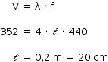 começar estilo tamanho matemático 14px atributos de tabela alinhamento de coluna right center left espaçamento de coluna 0px fim dos atributos linha com célula com reto V espaço fim da célula igual a célula com espaço reto lambda espaço vezes espaço reto f fim da célula linha com blank blank blank linha com célula com 352 espaço fim da célula igual a célula com espaço 4 espaço vezes espaço caligráfica l espaço vezes espaço 440 fim da célula linha com blank blank blank linha com célula com caligráfica l espaço fim da célula igual a célula com espaço 0 vírgula 2 espaço reto m espaço igual a espaço 20 espaço cm fim da célula fim da tabela fim do estilo