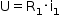 começar estilo tamanho matemático 14px reto U igual a reto R com 1 subscrito vezes reto i com 1 subscrito fim do estilo